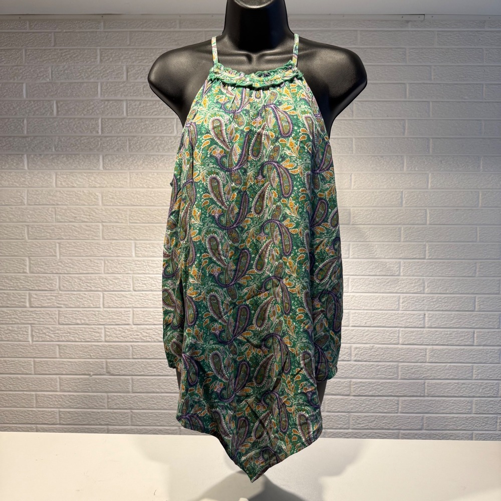 Maurices Green Paisley Print Sleeveless Halter Top Womens Small‎